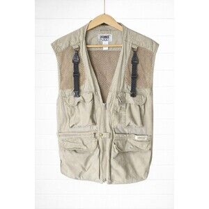 Domke PhoTOGS Mens Large Beige Multi Pocket Vest Photographer Safari Utility
